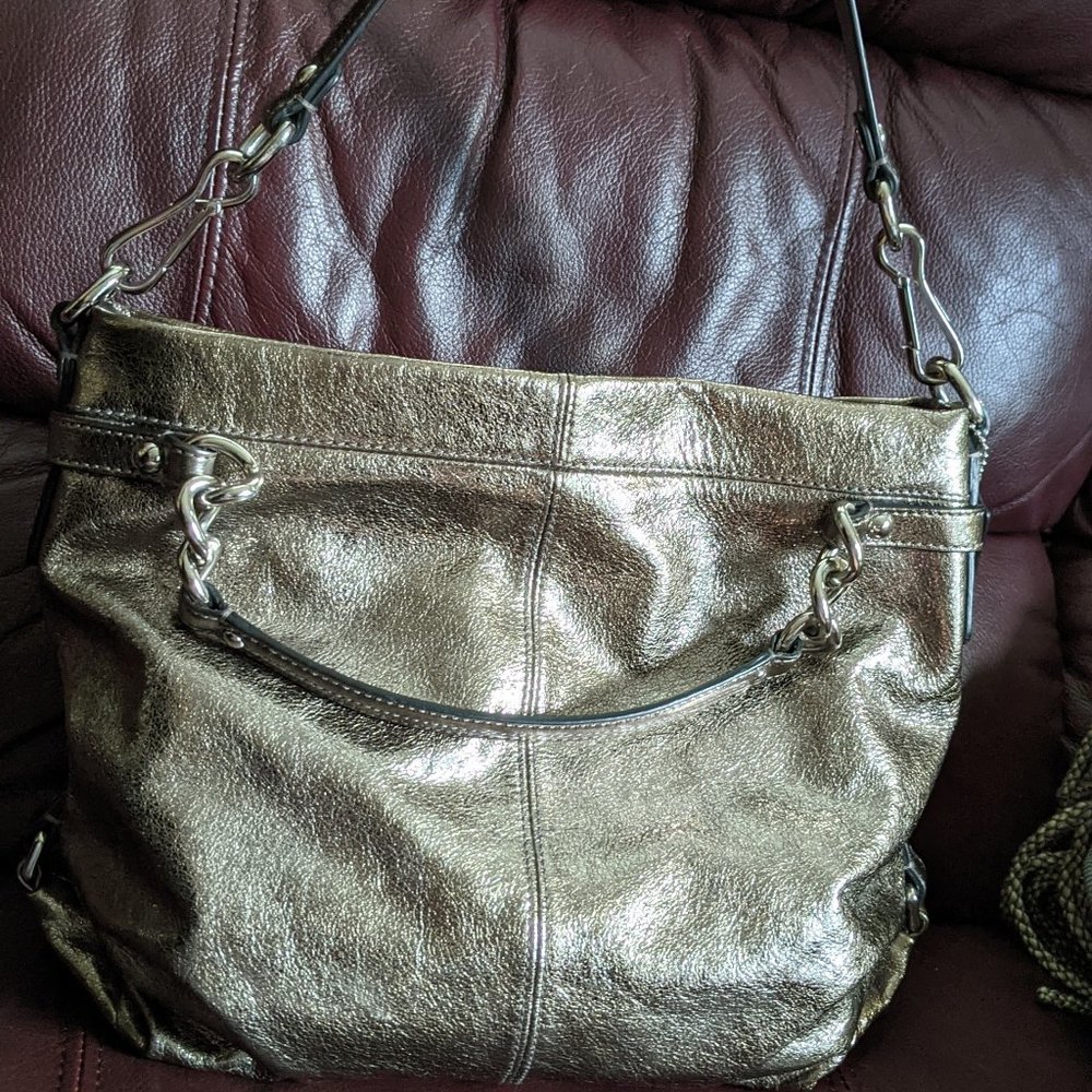 Pewter Coach Shoulder Purse